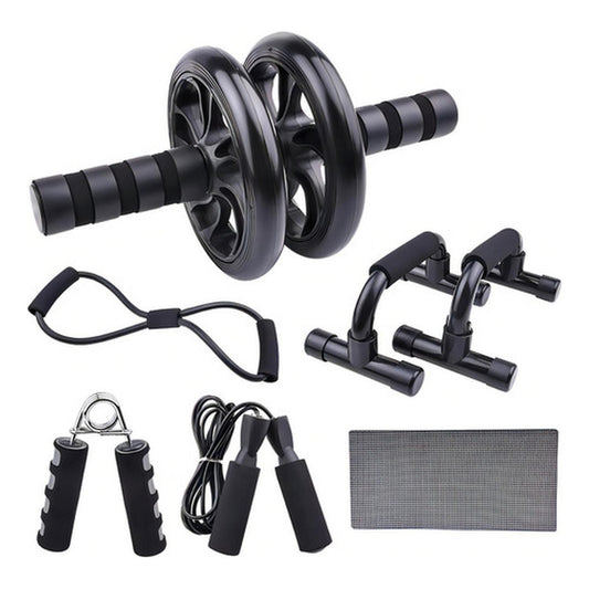 Set Deportivo 7 En 1 Rodillo Rueda Abdominal Cuerda Norplat