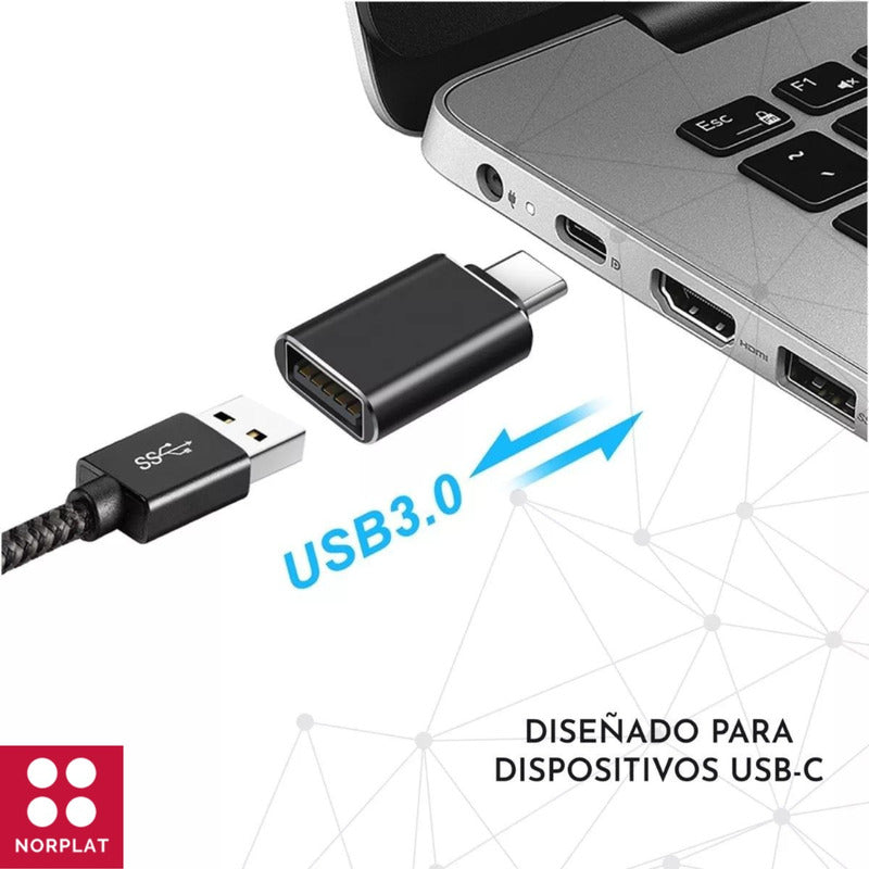 Adaptador Usb-c Macho A Usb-a Hembra - Certificado Norplat