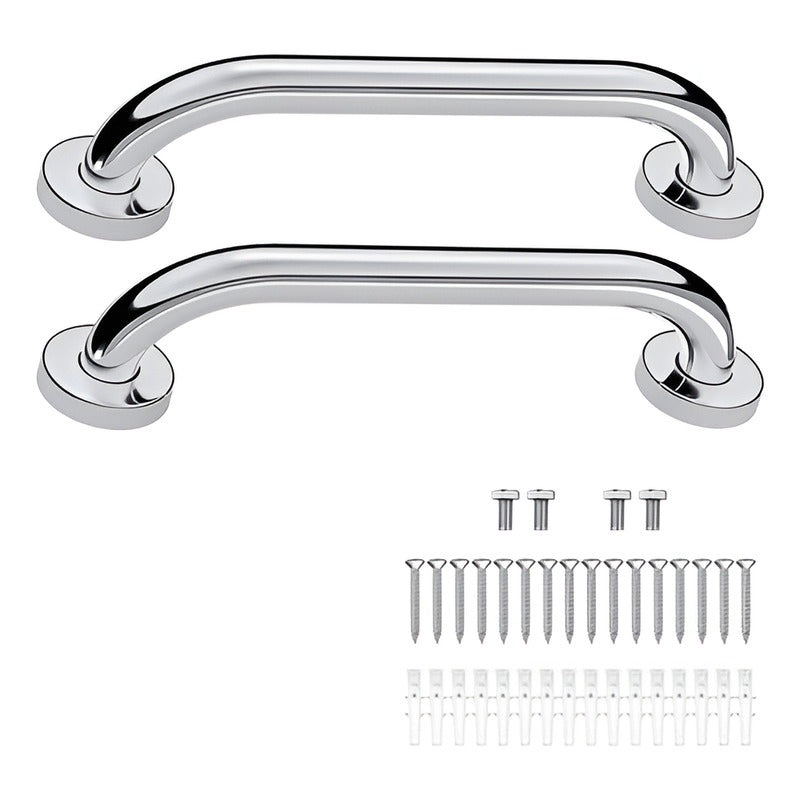 2 Barras De Seguridad Apoyo Pasamanos Acero Inox - Norplat Plateado