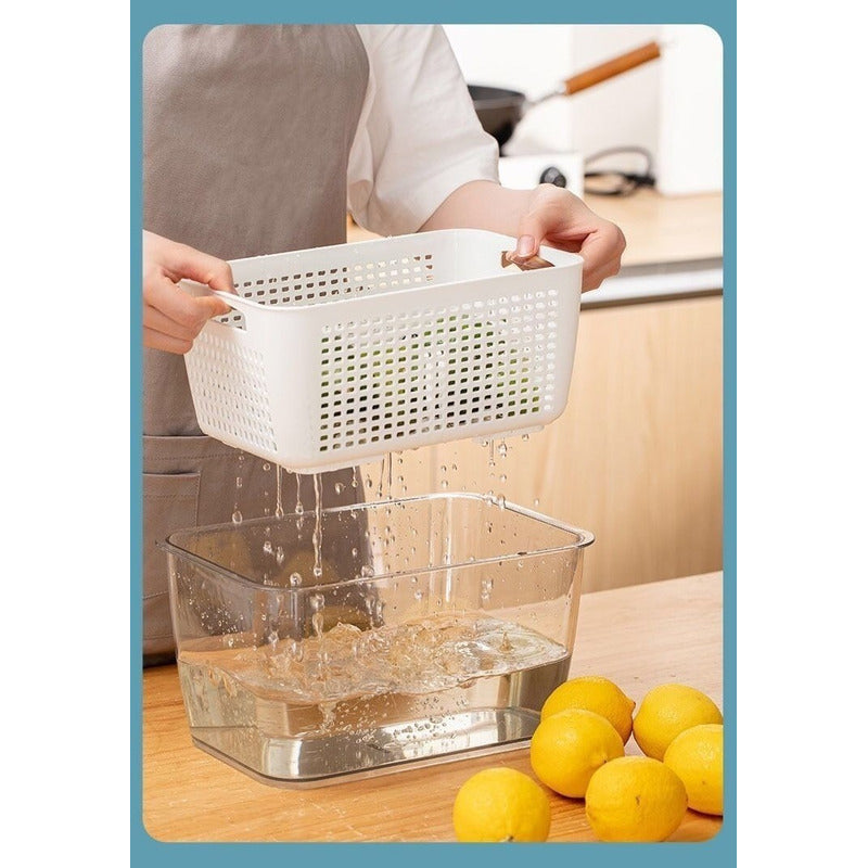 Caja Organizadora Con Cesta Refrigerador Despensa 1.7 Lt