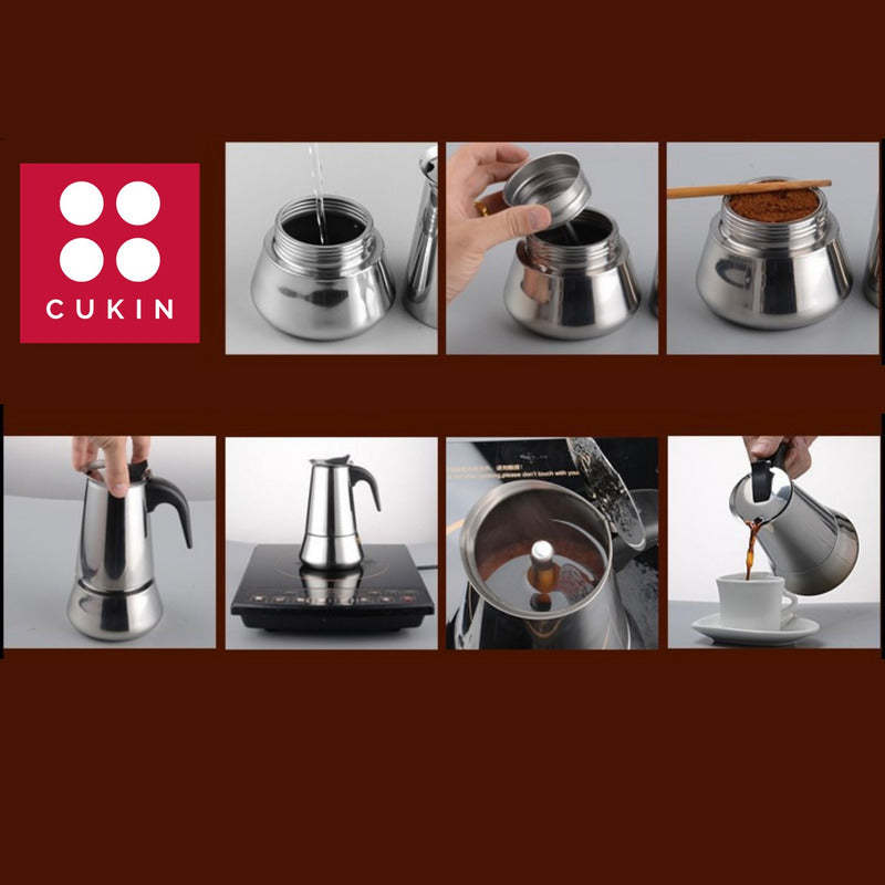 Cafetera Italiana 450ml Espresso 9 Tazas Acero Inoxidable