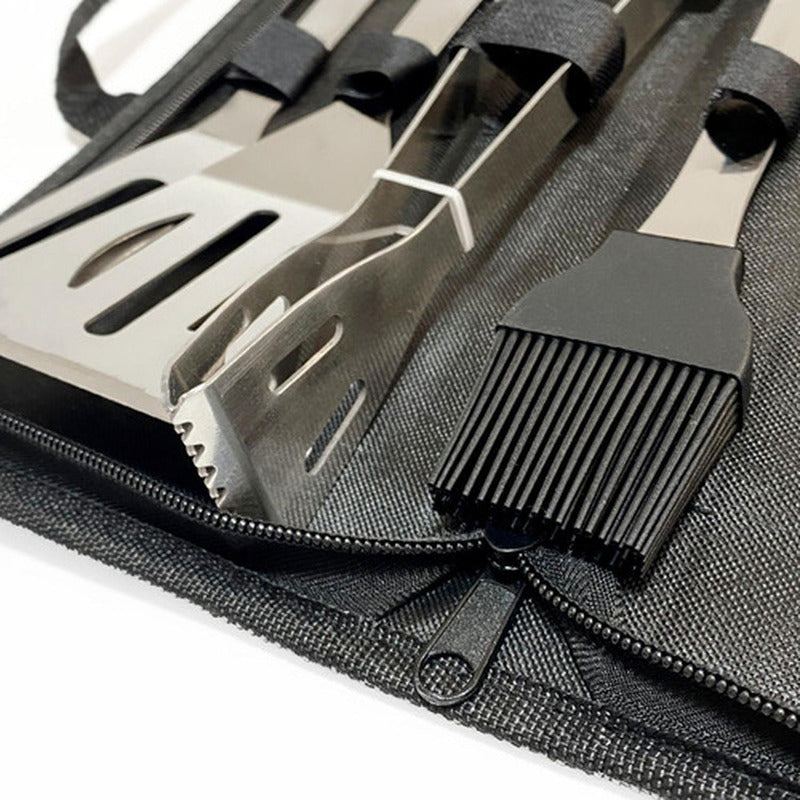 Set Parrillero 20 Piezas De Acero Inoxidable + Bolso Norplat