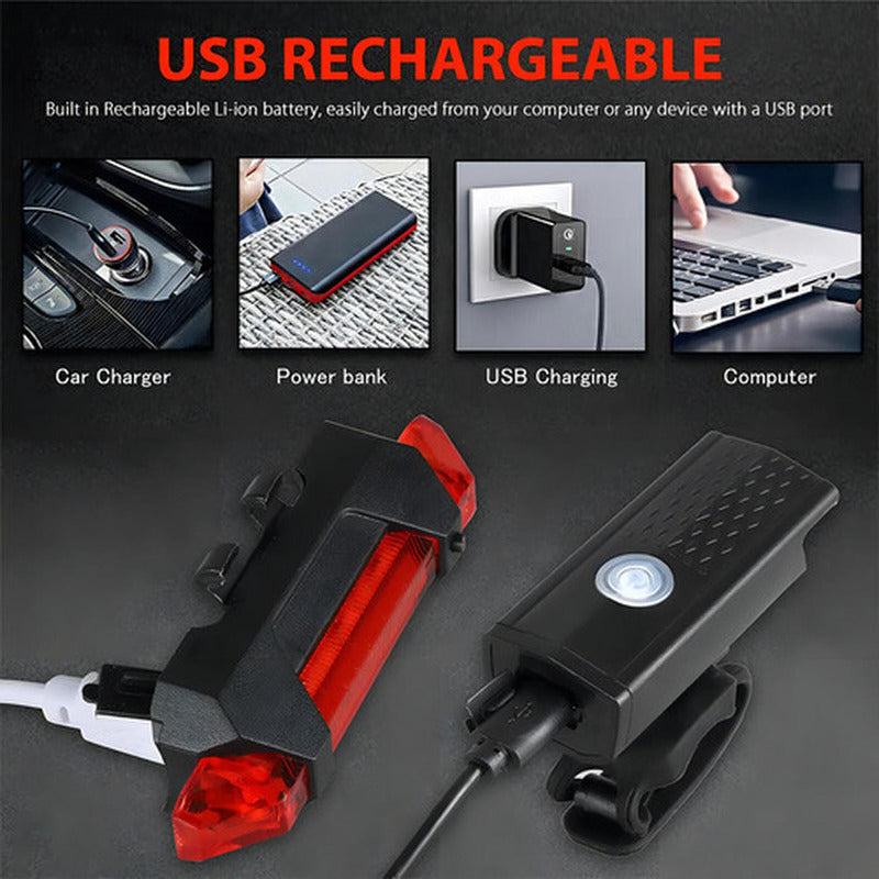 Pack 2 Luces Led Bicicleta Usb Trasera Y Delantera - Norplat