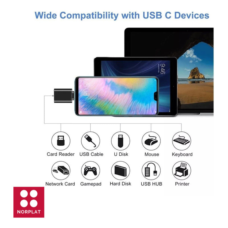 Adaptador Usb-c Macho A Usb-a Hembra - Certificado Norplat