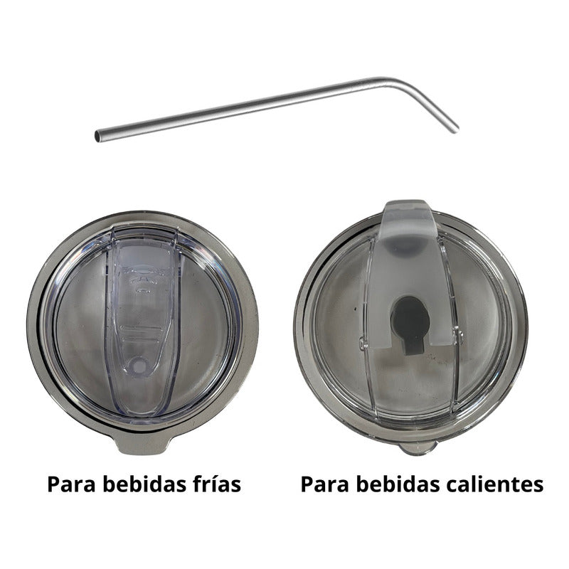 Vaso Mug Termico Cukin 600ml Acero Inox 2 Tapas Y Bombilla