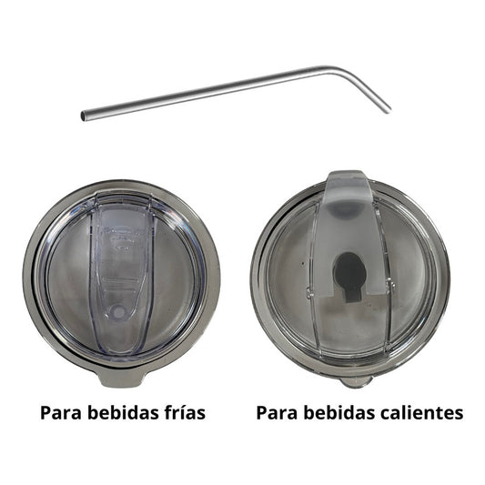 Vaso Mug Termico Cukin 600ml Acero Inox 2 Tapas Y Bombilla