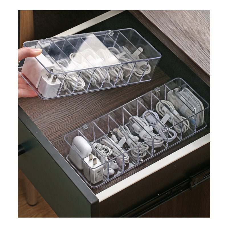 Caja Almacenamiento Organizadora Plastica Cable Tapa Norplat Blanco