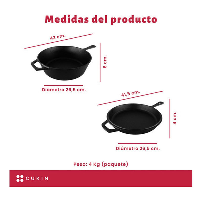 Cacerola + Sartén De Hierro Fundido - Dutch Oven Ø26cmx12