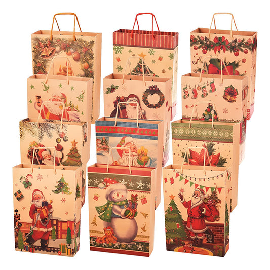 12 Bolsas De Regalo Navidad Kraft Premium Grande - Norplat
