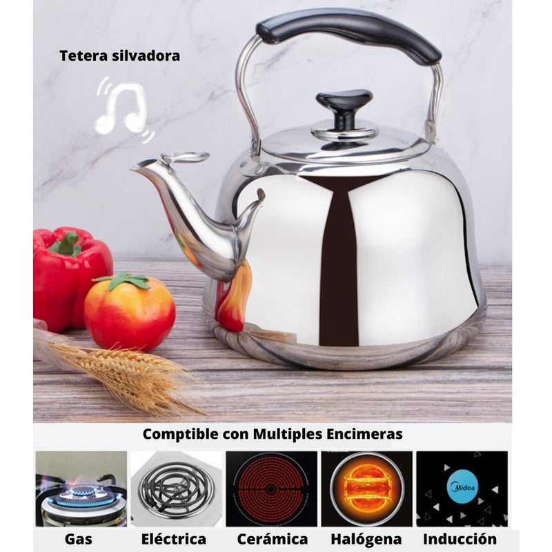 Tetera 3 Litros Acero Inoxidable Para Toda Encimera - Cukin