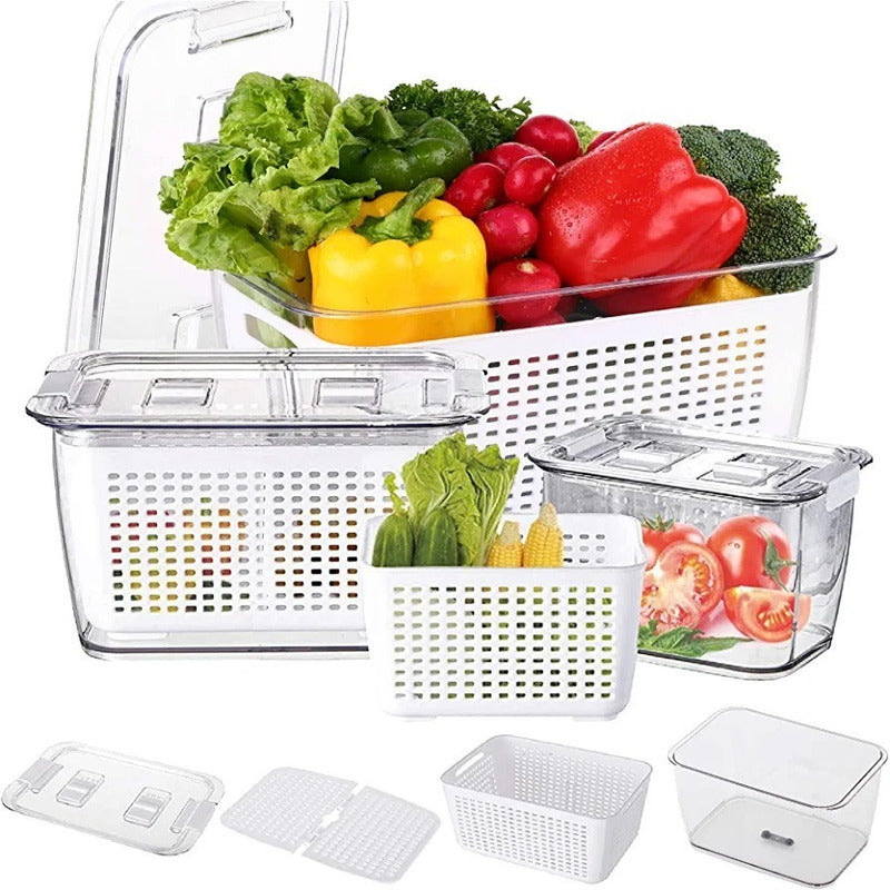 Caja Organizadora Con Cesta Refrigerador Despensa 1.7 Lt