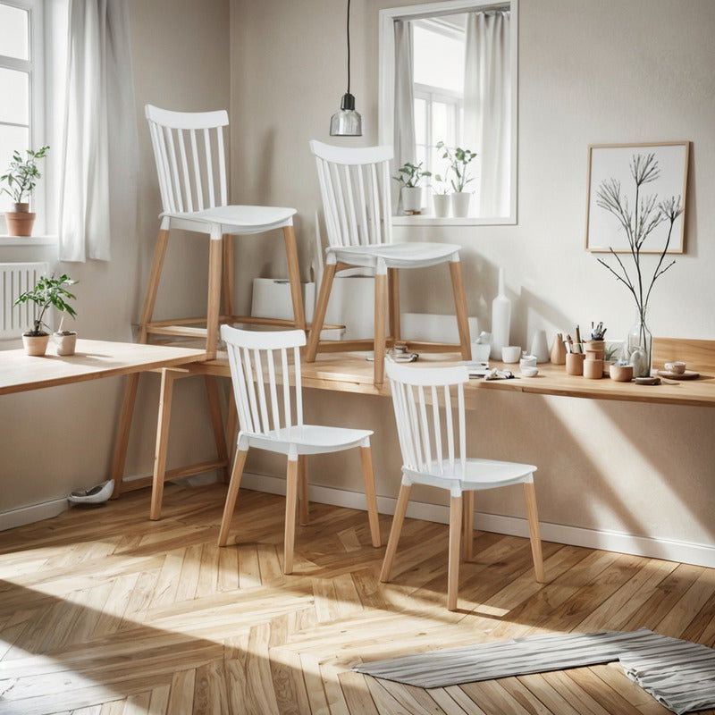 Silla Windsor Pack 4 Estilo Retro Estructura De La Silla Blanco
