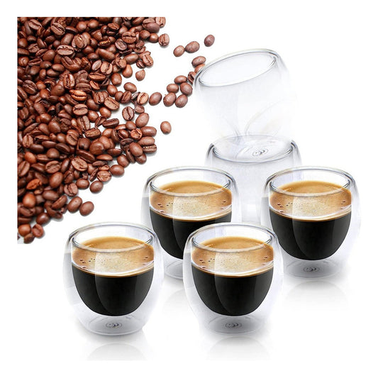 Set 4 Tazas Doble Vidrio Cafe Espresso Doble Pared - Norplat