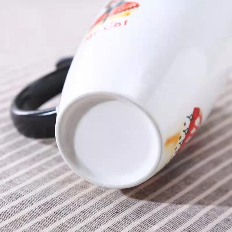 Taza Tazón Grande Gato 650ml Tapa Cuchara Bombilla - Norplat