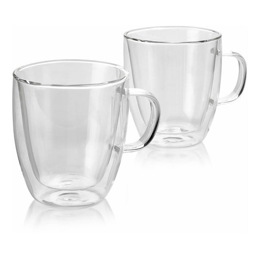 Taza Café Leche Te Doble Pared 350ml Frio Caliente - Cukin Transparente Doble Vidrio 350