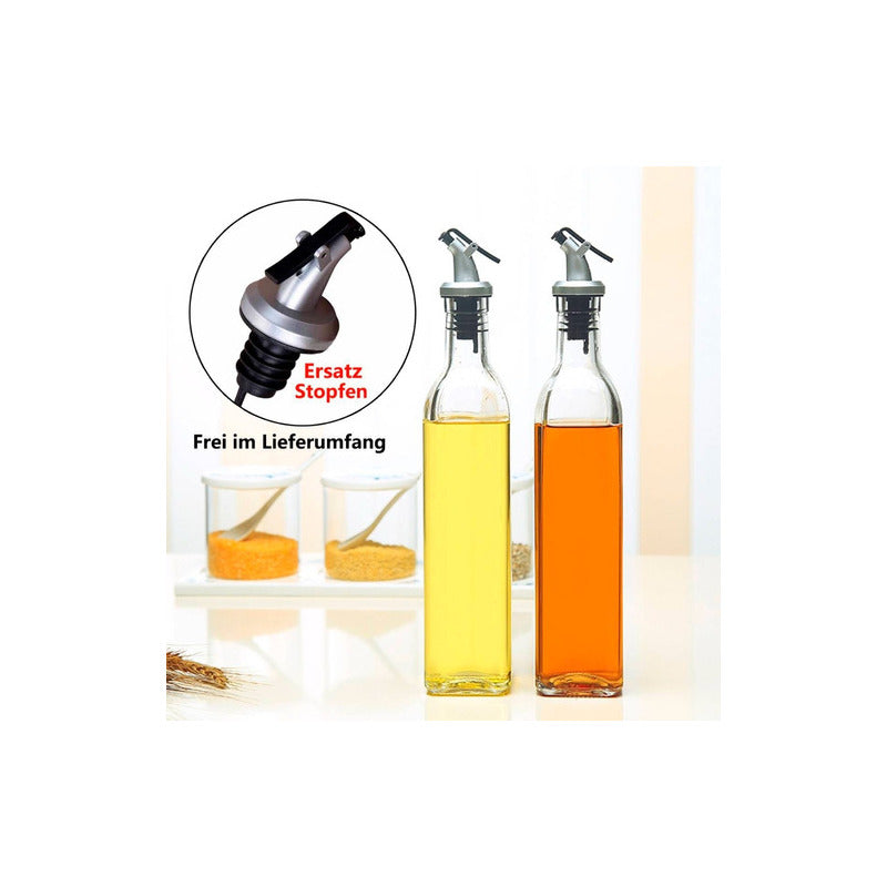 2 Botellas Vidrio 500ml Dispensador Aceitero Vinagre Norplat