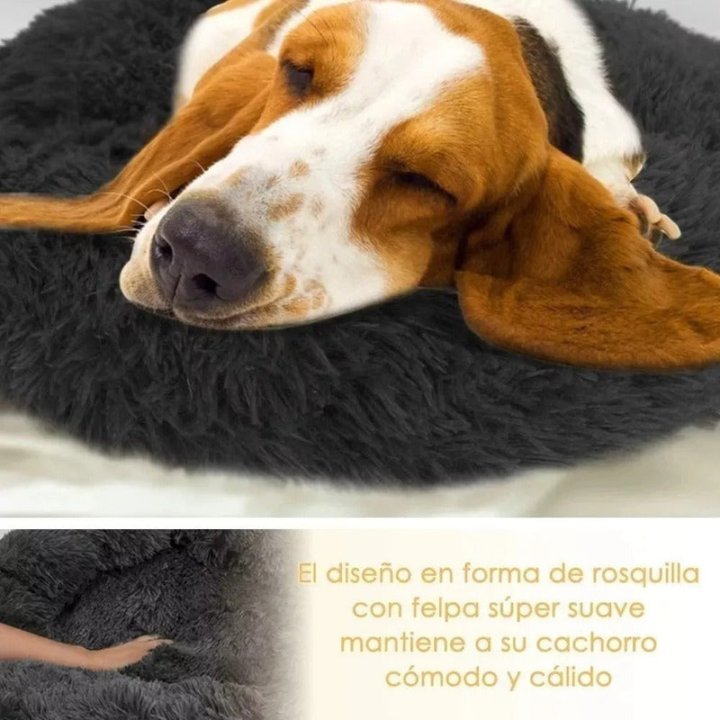 Cama Mascota Perro Grande Antiestres 110cm Talla Xxl Norplat Negro Liso
